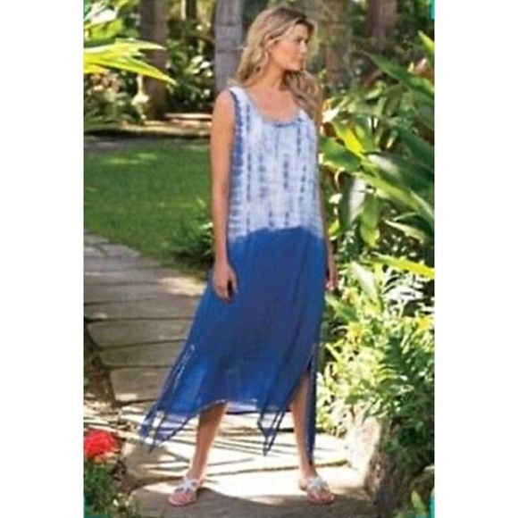 Soft Surroundings Make A Splash Orange Ombré Maxi Dress - Picture 1 of 13
